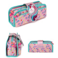 Wholesale Girls Stationary Zipper School Pencil Bag Foldable Kids Custom Pencil Pouch